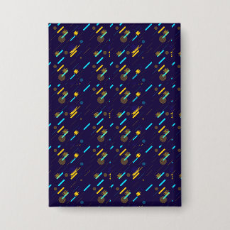 Patterned canvas and clock with a colourful 
