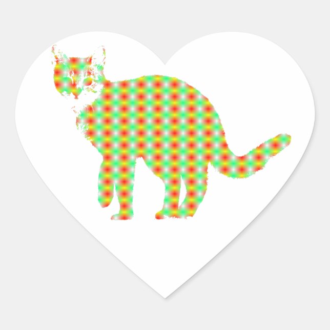 Patterned Cat Heart Sticker (Front)
