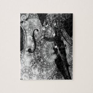 Patterned cello abstract in black and white jigsaw puzzle