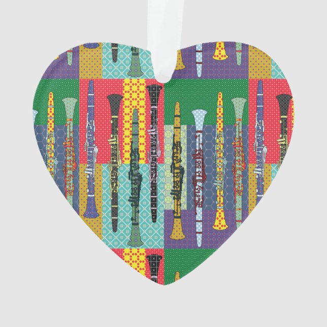 Patterned Clarinets Ornament (Back)