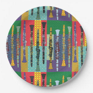 Patterned Clarinets Paper Plate