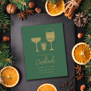 Patterned Cocktails Christmas Cocktail Party Invitation