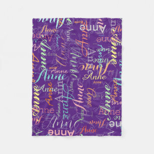 Patterned Colour Names Fleece Blanket Purple