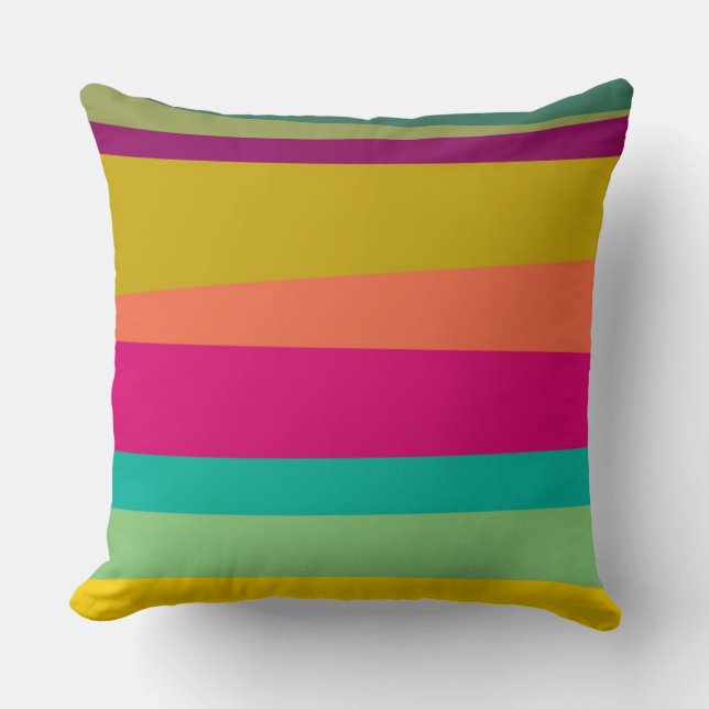 patterned colourful stripes cushion (Front)