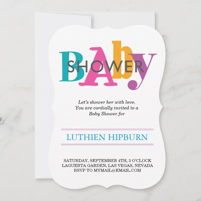 patterned & colours baby shower invitation (Front)