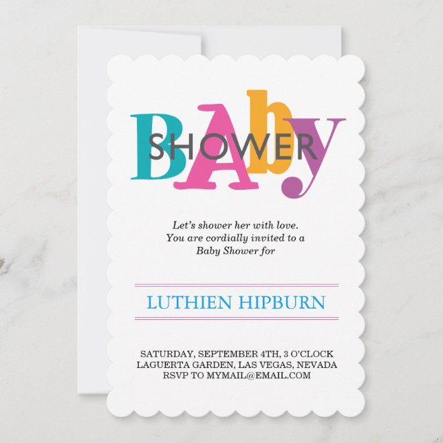 patterned & colours baby shower invitation (Front)