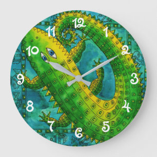 Patterned Crocodile Large Clock