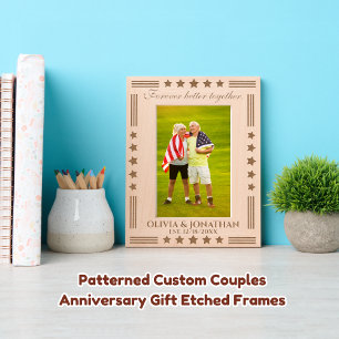 Patterned Custom Couples Anniversary Gift Etched Frames