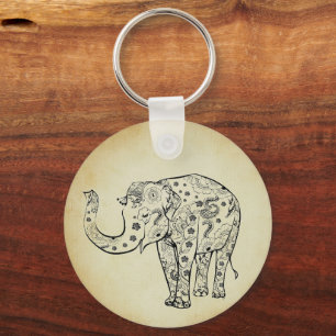 Patterned Elephant Key Ring