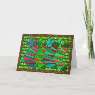 Patterned embroidered Christmas stockings Holiday Card