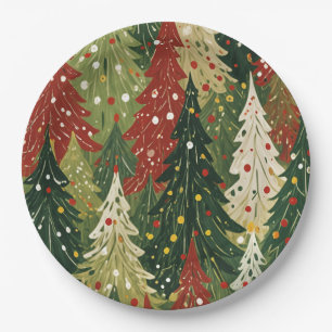 Patterned Forest of Festive Pines Paper Plate