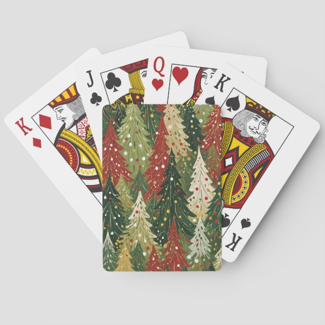Patterned Forest of Festive Pines Playing Cards (Back)