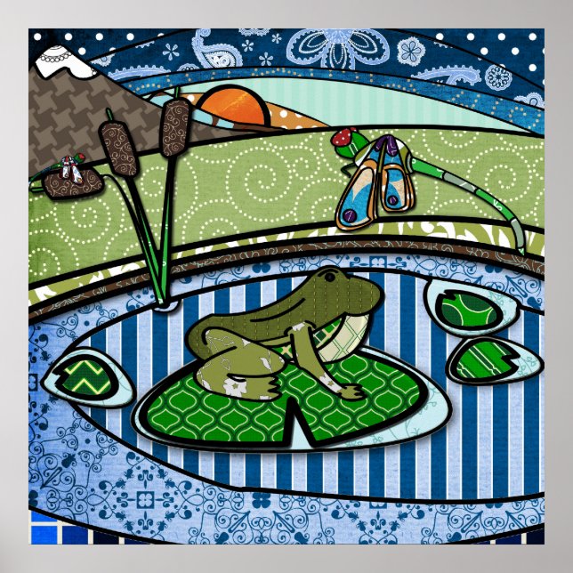 Patterned Frog in a pond Poster (Front)