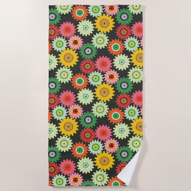 Patterned Gears Beach Towel (Front)