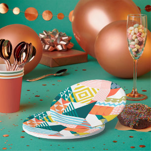 Patterned Geometric Colourful Paper Plates