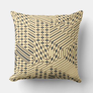 Patterned Grey, Taupe, Buttercream Cushion