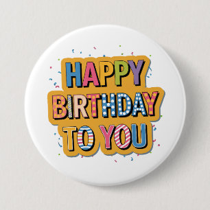 Patterned Happy Birthday 7.5 Cm Round Badge