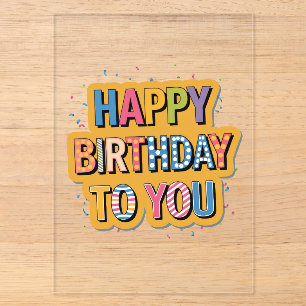Patterned Happy Birthday Acrylic Invitations