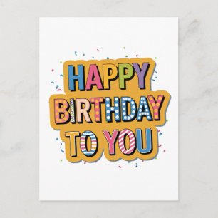 Patterned Happy Birthday Announcement Postcard