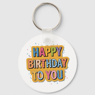 Patterned Happy Birthday Key Ring