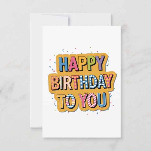 Patterned Happy Birthday RSVP Card (Front)