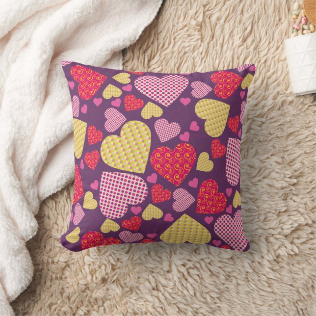 Patterned Hearts Collage Cushion (Blanket)