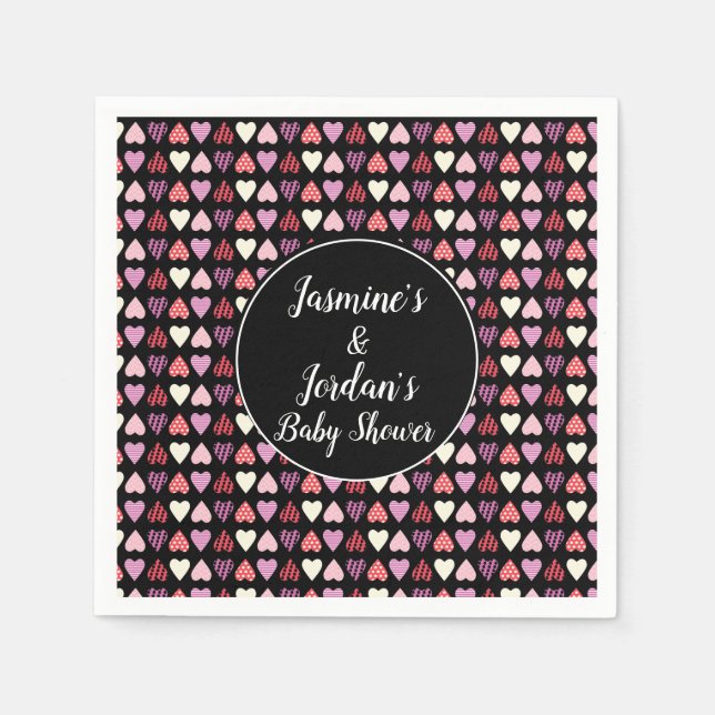 Patterned Hearts Valentines Day Party Napkin (Front)