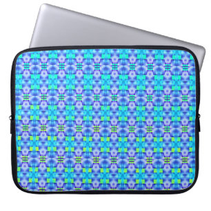 Patterned in bold blue and light green shapes  laptop sleeve