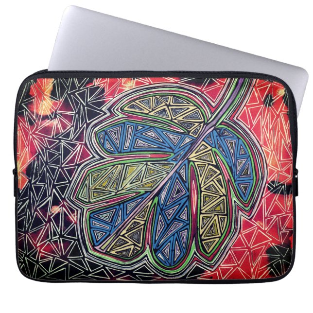 Patterned leaf laptop sleeve (Front)