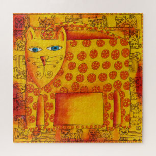 Patterned Leopard Cat Watercolour Illustration Jigsaw Puzzle