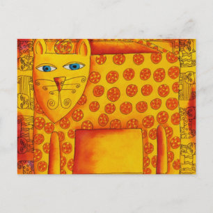Patterned Leopard Watercolour Illustration Postcard