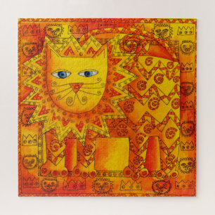 Patterned Lion Watercolour Illustration Jigsaw Puzzle