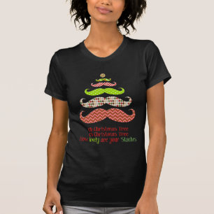 Patterned Moustache Christmas Tree Apparel T-Shirt