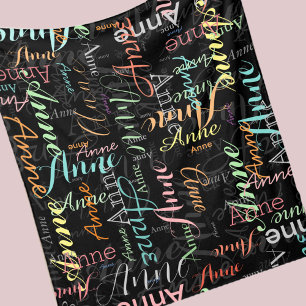 Patterned Names Fleece Blanket Colour Font Styles