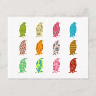 Patterned Penguins Postcard