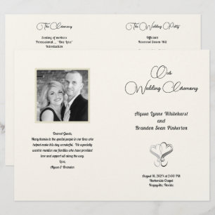 Patterned Photo Wedding Ceremony Folded Program