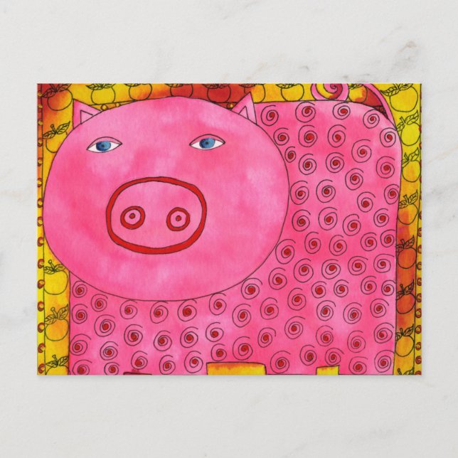Patterned Pig Postcard (Front)
