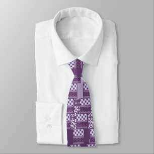 Patterned Prestige Purple & White Damask & Check Tie