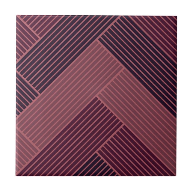 Patterned Purple Herringbone Ceramic Tile (Front)