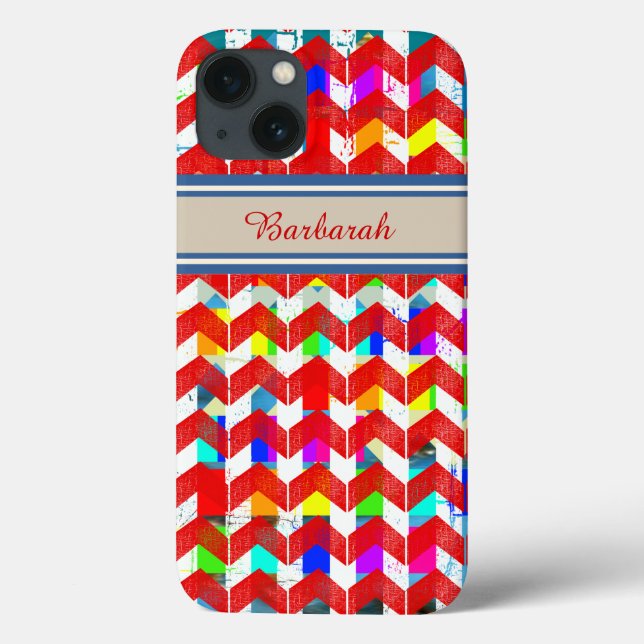 patterned red-chevron personalised Case-Mate iPhone case (Back)