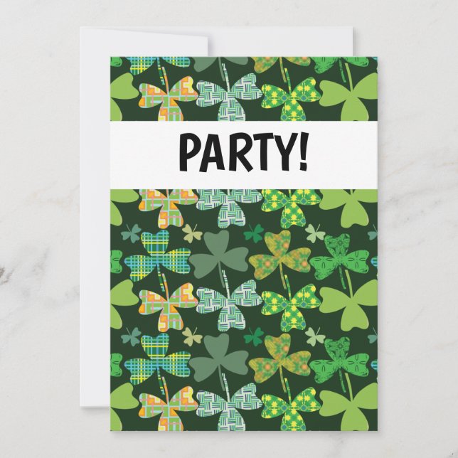 Patterned Shamrocks Invitation (Front)