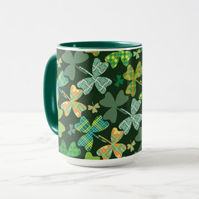 Patterned Shamrocks Mug (Front Left)