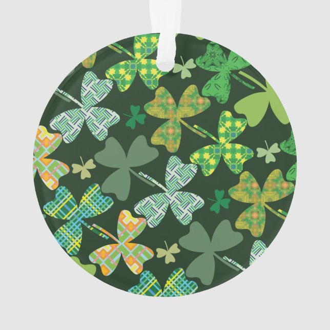 Patterned Shamrocks Ornament (Back)