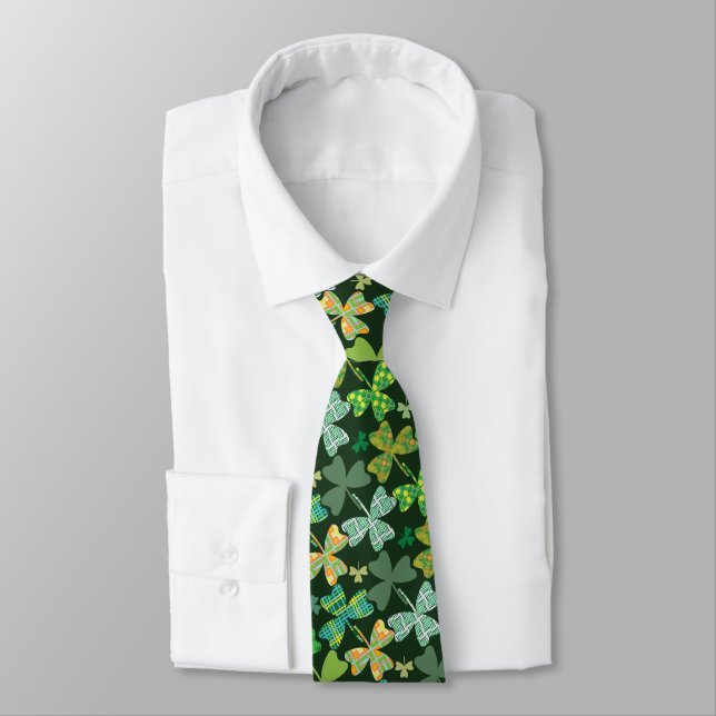 Patterned Shamrocks Tie (Tied)