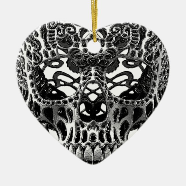 Patterned Skull.png Ceramic Tree Decoration (Front)