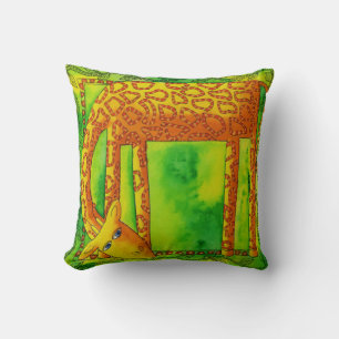 Patterned Watercolour Giraffe Illustration Cushion