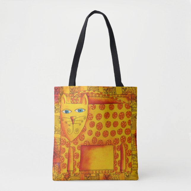 Patterned Watercolour Leopard Illustration Tote Bag (Front)