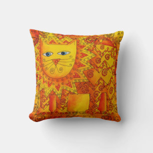 Patterned Watercolour Lion Illustration Cushion