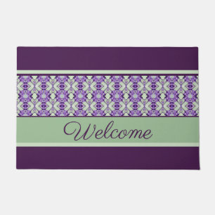 Patterned With Purples Welcome Doormat