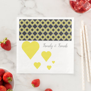 Patterned With Yellow Hearts Napkin